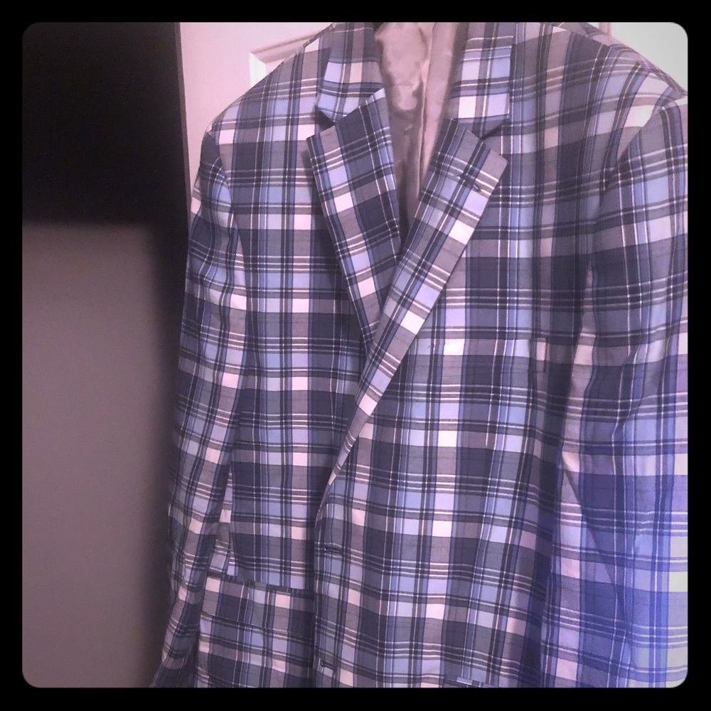 Chaps Blue Plaid Blazer 48R (Preowned)